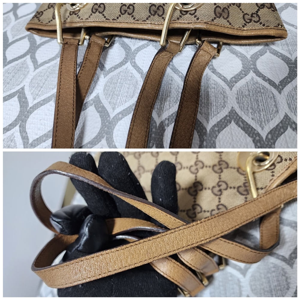 Gucci Vintage GG Canvas Eclipse Shoulder Bag Beige/Brown - Picture 9 of 12